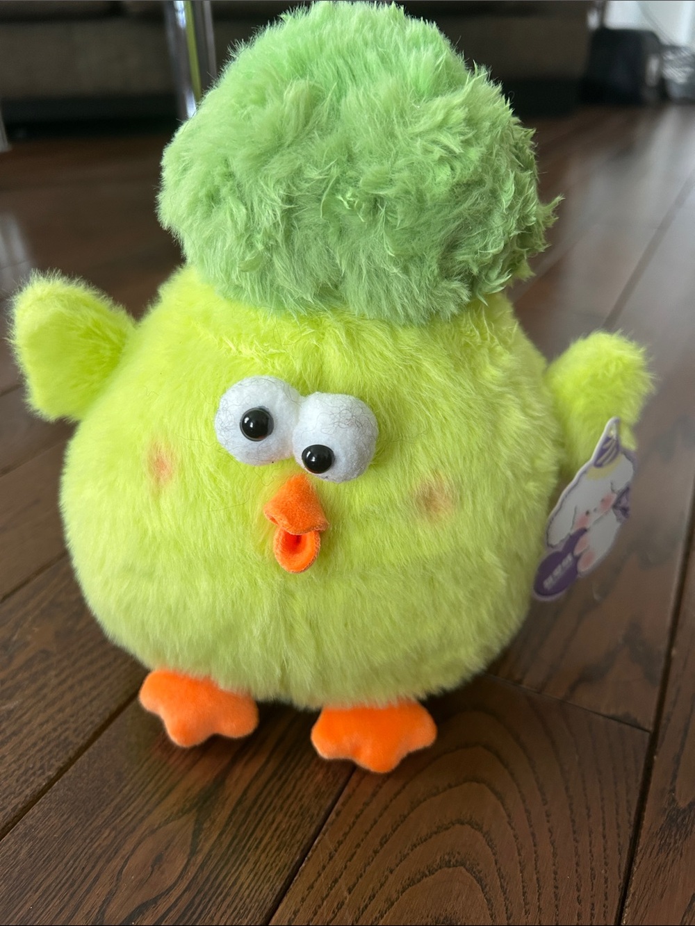 🔥 3/$25 - Plush Neon Green Chick Small Pet Toy - Soft Fluffy Plush